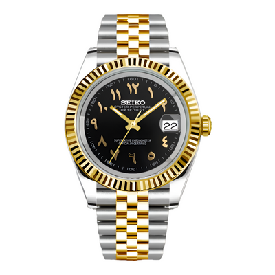 SEIKO MOD | ARABIC DIAL SILVER BLACK GOLD