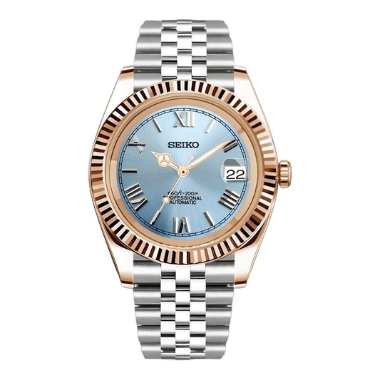 ROMAN DIAL | BLEU ET ROSE DORÉ